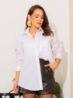 Camisa Oversized em Tricoline com Bolso Frontal Millany