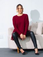 Calça Legging Feminina Couro Eco com Recortes Antonella