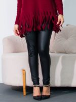 Calça Legging Feminina Couro Eco com Recortes Antonella