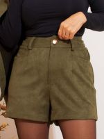 Shorts Feminino Suede com Bolsos Frontais Rafaela