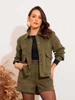 Shorts Feminino Suede com Bolsos Frontais Rafaela