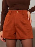 Shorts Feminino Suede com Bolsos Frontais Rafaela