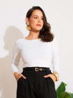 Blusa Feminina Poliamida Manga Longa Decote Canoa Sarah