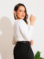 Blusa Feminina Poliamida Manga Longa Decote Canoa Sarah