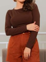 Blusa Feminina Poliamida Manga Longa Decote Canoa Sarah