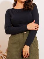 Blusa Feminina Poliamida Manga Longa Decote Canoa Sarah