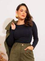 Blusa Feminina Poliamida Manga Longa Decote Canoa Sarah