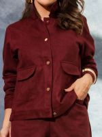 Jaqueta Feminina Suede com Bolsos Frontais Rafaela