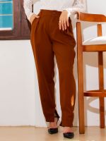 Calça Feminina Alfaiataria Reta com Pregas e Bolsos Luana