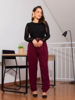 Calça Feminina Alfaiataria Reta com Pregas e Bolsos Luana