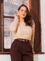Body Feminino de Renda Manga Longa com Forro Luana