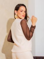 Colete Feminino de Tricô Transpassado com Botões Decorativos Maitê