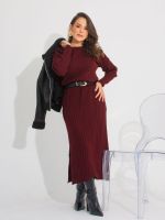 Vestido Feminino de Tricô Midi Manga Longa Serena
