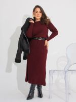 Vestido Feminino de Tricô Midi Manga Longa Serena