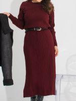 Vestido Feminino de Tricô Midi Manga Longa Serena