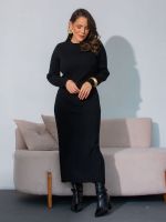 Vestido Feminino de Tricô Midi Manga Longa Serena