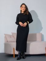 Vestido Feminino de Tricô Midi Manga Longa Serena