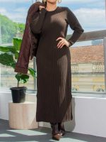 Vestido Feminino de Tricô Midi Manga Longa Serena