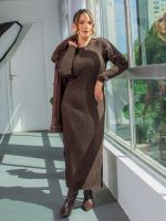 Vestido Feminino de Tricô Midi Manga Longa Serena