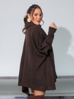 Poncho Feminino de Tricô Gola Alta Amplo Antonella