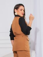 Colete Feminino Alfaiataria com Faixa na Cintura Magda