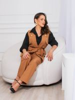 Colete Feminino Alfaiataria com Faixa na Cintura Magda