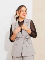 Colete Feminino Alfaiataria com Faixa na Cintura Magda