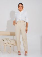 Calça Feminina Alfaiataria Reta com Bolsos Frontais Magda