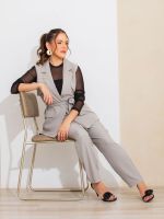 Calça Feminina Alfaiataria Reta com Bolsos Frontais Magda