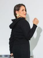 Blusa Feminina de Tricô com Capuz Manga Longa Atena