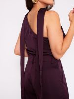 Blusa Feminina Acetinada Um Ombro Só com Amarração Alice