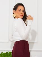 Blusa Feminina Tricô Modal Básica Manga Longa Pati