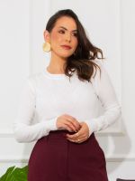 Blusa Feminina Tricô Modal Básica Manga Longa Pati