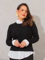 Blusa Feminina Tricô Modal Básica Manga Longa Pati