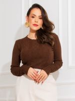 Blusa Feminina Tricô Modal Básica Manga Longa Pati