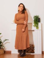 Blusa Feminina de Tricô Canelado Gola Alta Cacharrel Básica Catarina