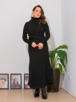 Blusa Feminina de Tricô Canelado Gola Alta Cacharrel Básica Catarina