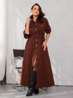 Casaco Feminino Longo Jacquard com Detalhes Eco Lavínia