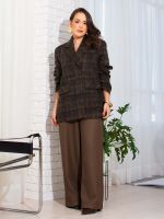 Blazer Feminino Xadrez Lã Batida com Bolsos Frontais Charlotte