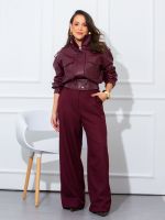 Jaqueta Feminina Bomber Couro Eco com Bolsos Frontais Isadora