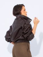 Jaqueta Feminina Bomber Couro Eco com Bolsos Frontais Isadora