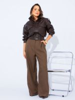 Jaqueta Feminina Bomber Couro Eco com Bolsos Frontais Isadora