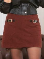 Saia Feminina Veludo com Bolsos Frontais Isadora