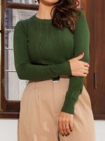 Blusa Feminina Tricô Modal Básica Manga Longa Mel