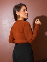 Blusa Feminina Tricô Modal Básica Manga Longa Mel