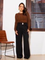 Blusa Feminina Tricô Modal Básica Manga Longa Mel