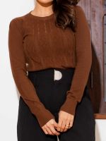Blusa Feminina Tricô Modal Básica Manga Longa Mel