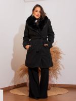 Casaco Feminino Longo Lã Batida com Pelo Alicia