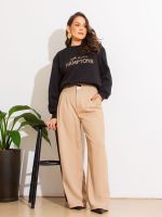 Calça Feminina Alfaiataria Pantalona com Fivela Alicia