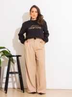 Calça Feminina Alfaiataria Pantalona com Fivela Alicia